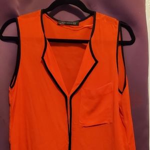 Sleeveless Blouses Orange/ Red